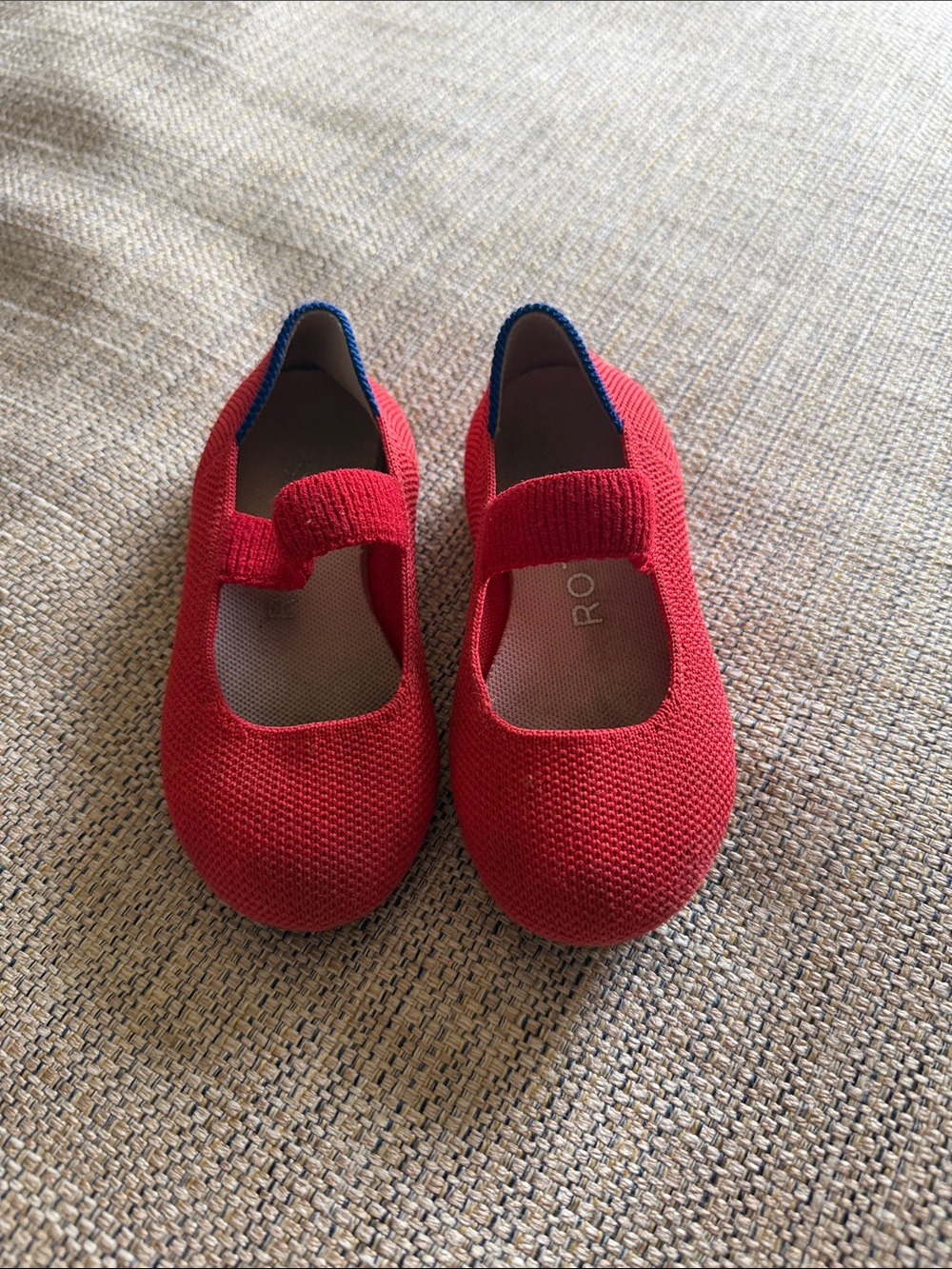 Rothy's Red Knit Mary Jane Kids Shoes